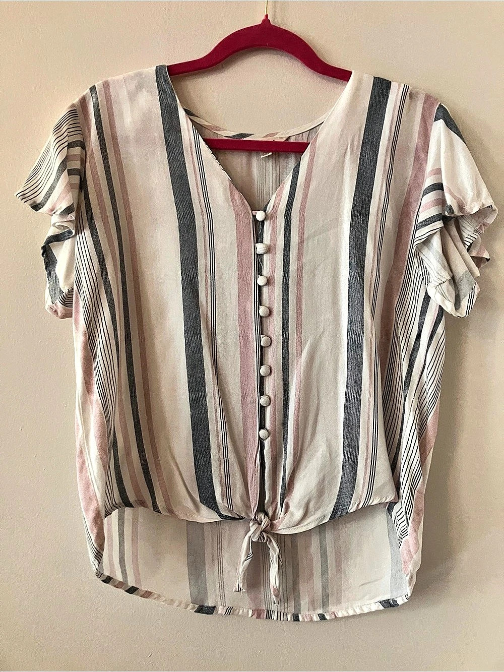 Sim & Sam Striped Blouse in Pink & White Size XL new without tags